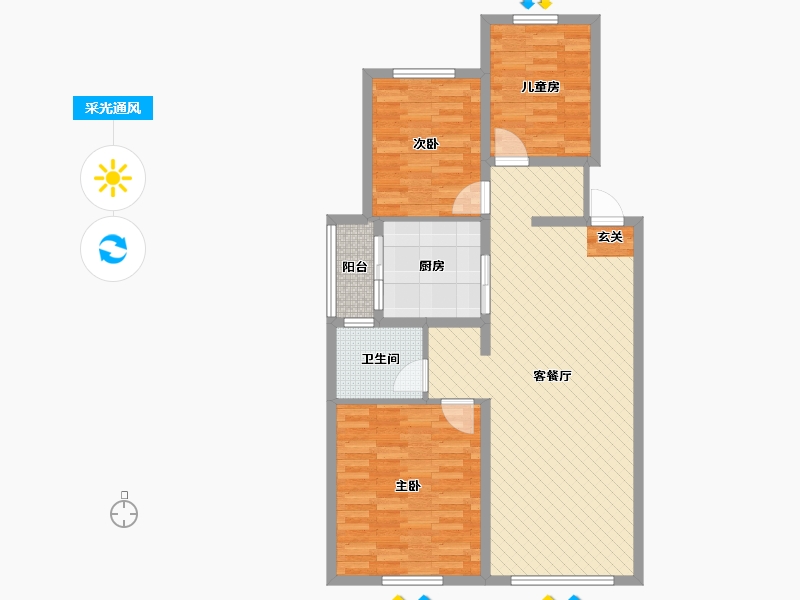 陕西省-西安市-天琴湾-90.28-户型库-采光通风