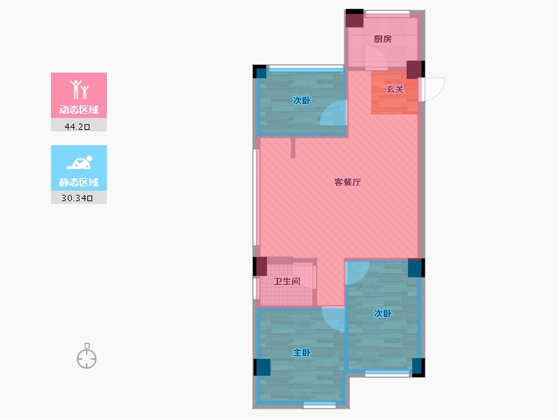 江苏省-南京市-先锋青年公寓-67.14-户型库-动静分区