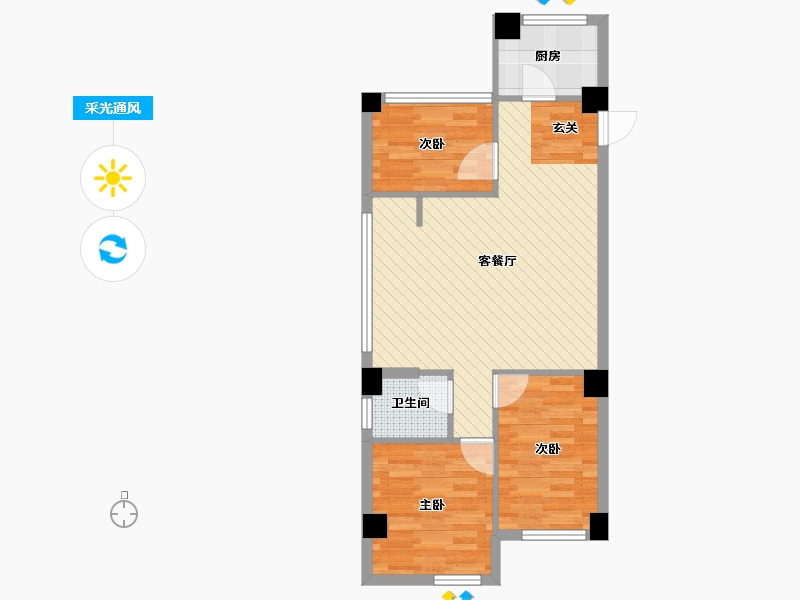 江苏省-南京市-先锋青年公寓-67.14-户型库-采光通风