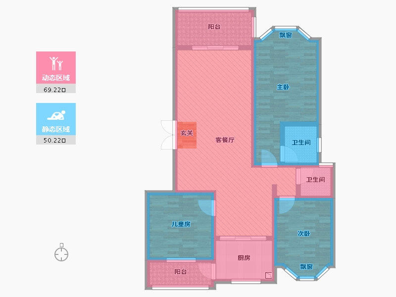 湖南省-湘西土家族苗族自治州-凤凰国际现代城-103.96-户型库-动静分区