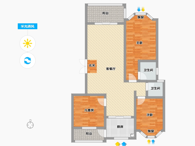 湖南省-湘西土家族苗族自治州-凤凰国际现代城-103.96-户型库-采光通风