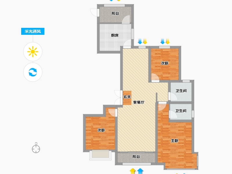 山东省-潍坊市-群邦新天地-108.00-户型库-采光通风