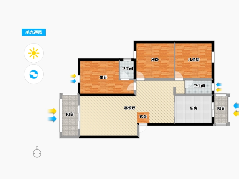 湖北省-黄冈市-精华桥苑-119.49-户型库-采光通风