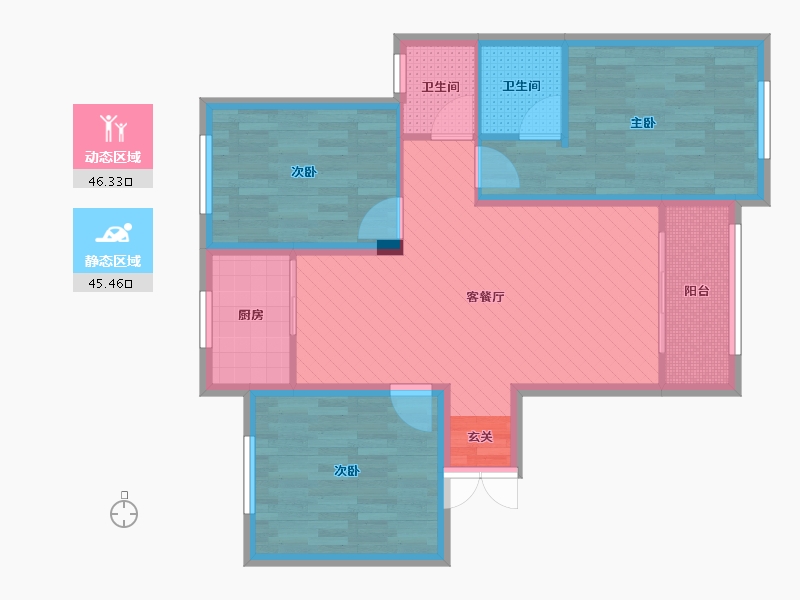 青海省-西宁市-翠雍星城-80.95-户型库-动静分区