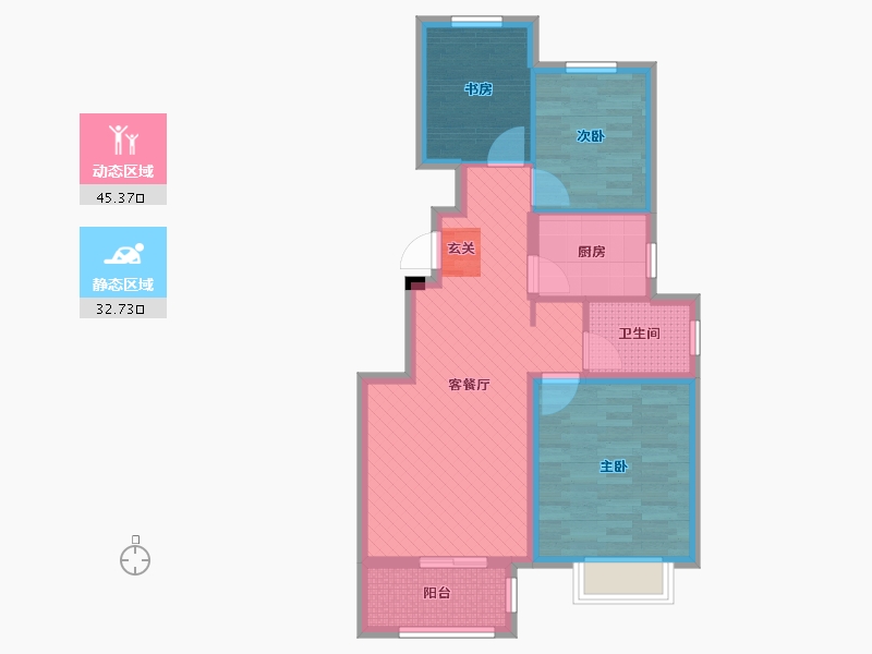 山东省-潍坊市-茂华爱琴海-68.30-户型库-动静分区