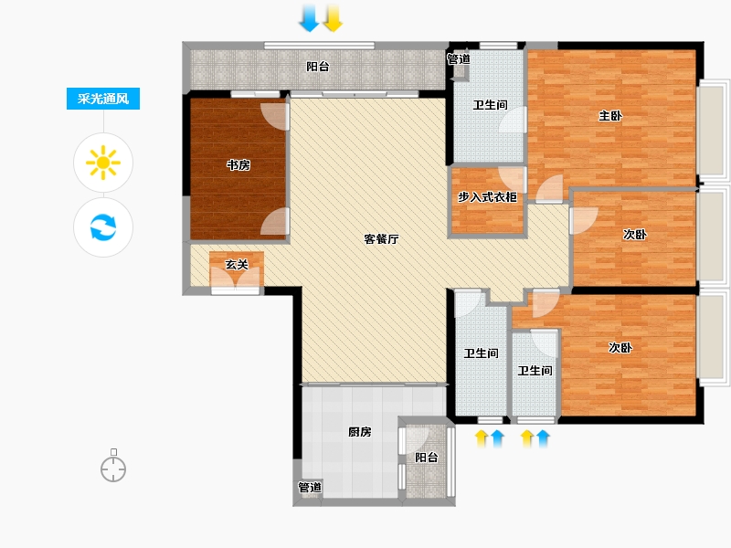 广东省-深圳市-华润城润府(二期)-170.98-户型库-采光通风