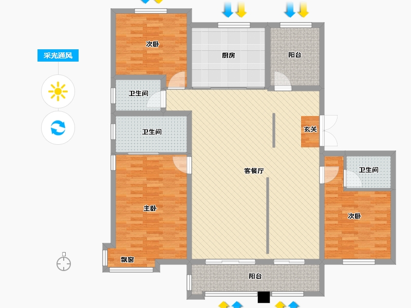 山东省-济南市-绿地海珀天沅-139.10-户型库-采光通风