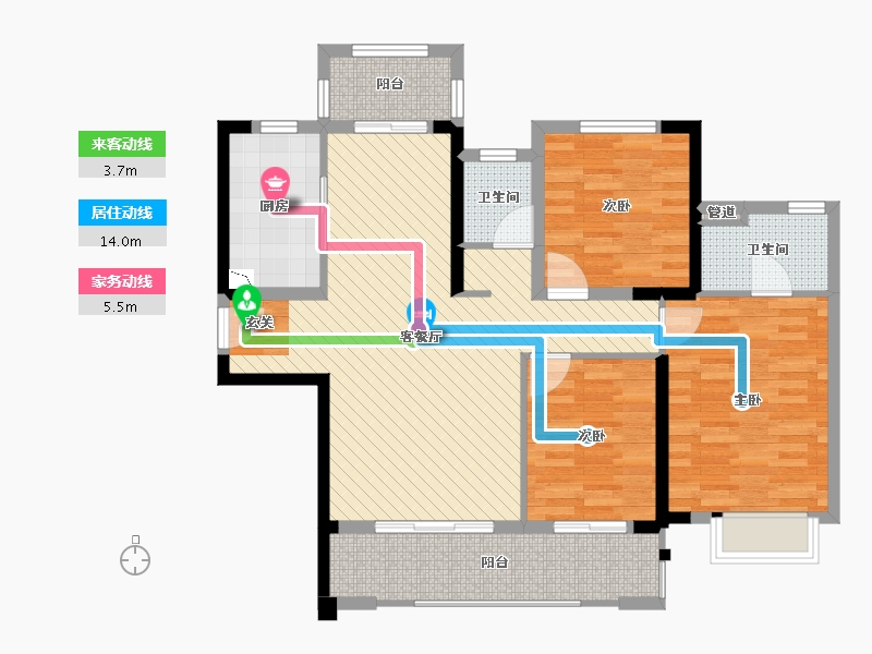 福建省-泉州市-龙湖嘉天下-96.57-户型库-动静线