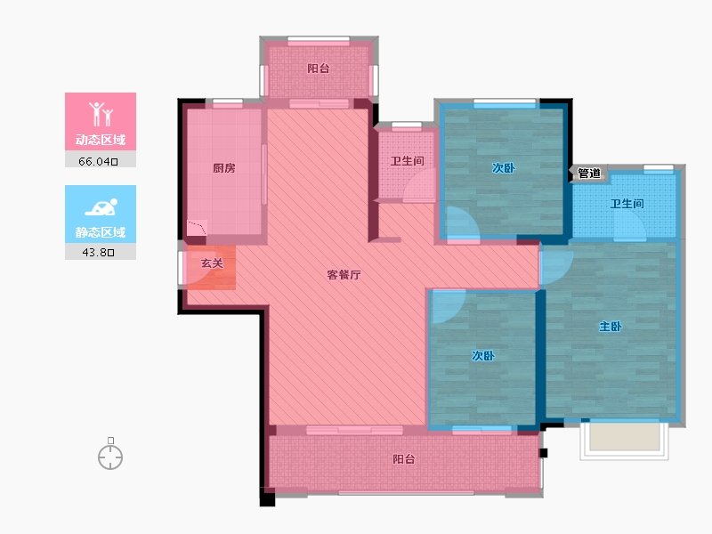 福建省-泉州市-龙湖嘉天下-96.57-户型库-动静分区