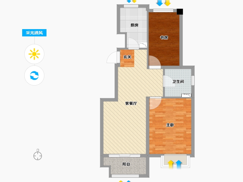 山东省-烟台市-安德利-66.40-户型库-采光通风