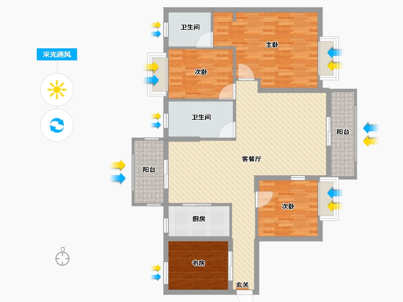 湖南省-衡阳市-悦城绿洲-111.20-户型库-采光通风