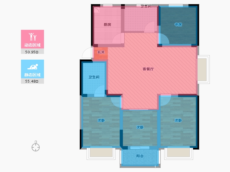 山东省-青岛市-金石小区-92.85-户型库-动静分区