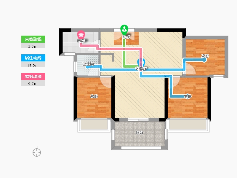 湖北省-咸宁市-鹏成新都汇-71.25-户型库-动静线