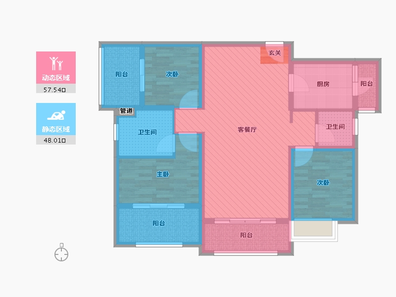 云南省-昆明市-安宁金色理想-91.33-户型库-动静分区