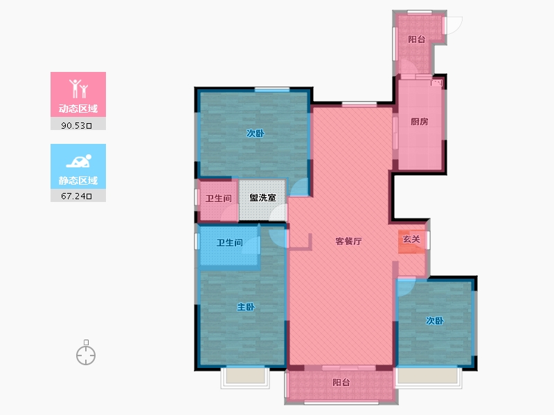 陕西省-榆林市-恒源首府-144.57-户型库-动静分区