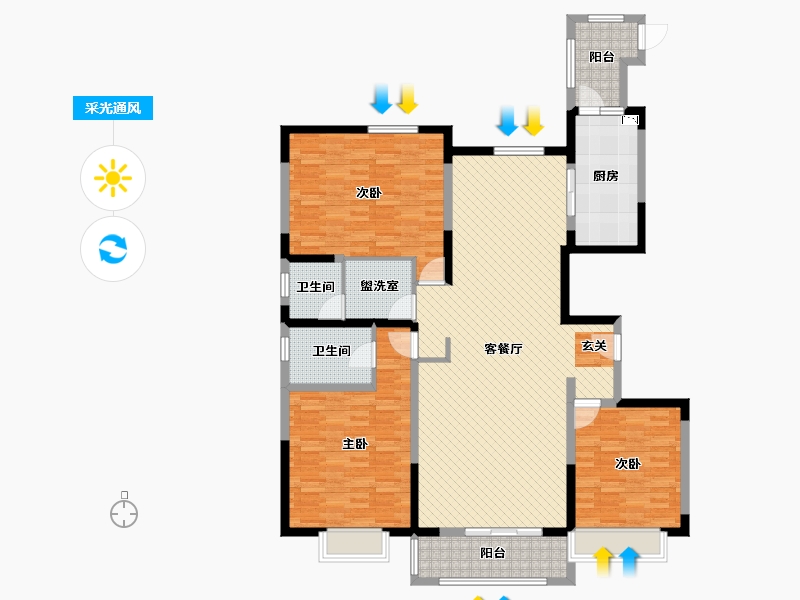 陕西省-榆林市-恒源首府-144.57-户型库-采光通风