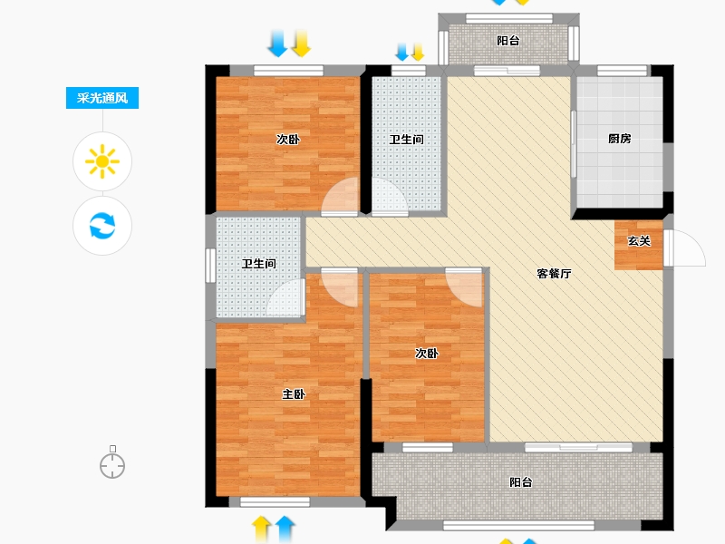 湖北省-黄石市-太阳城-100.11-户型库-采光通风