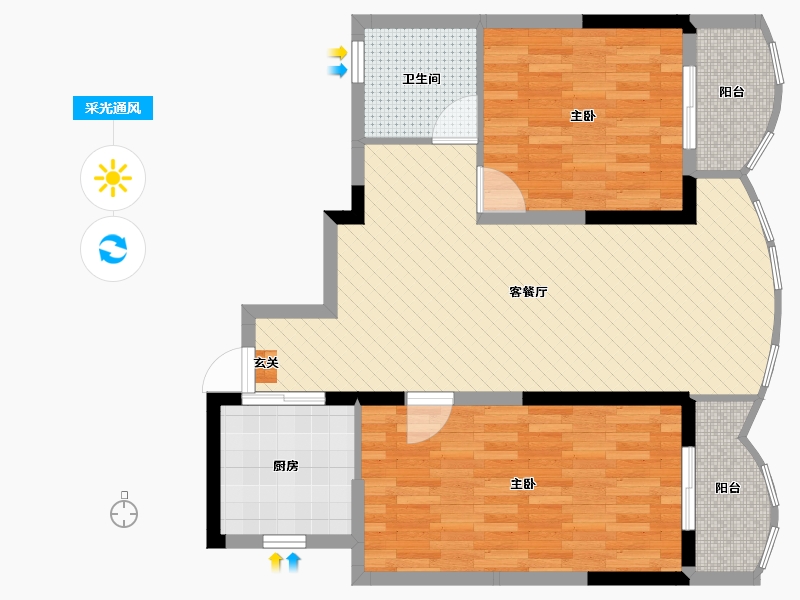 浙江省-杭州市-凯德湖墅-79.70-户型库-采光通风