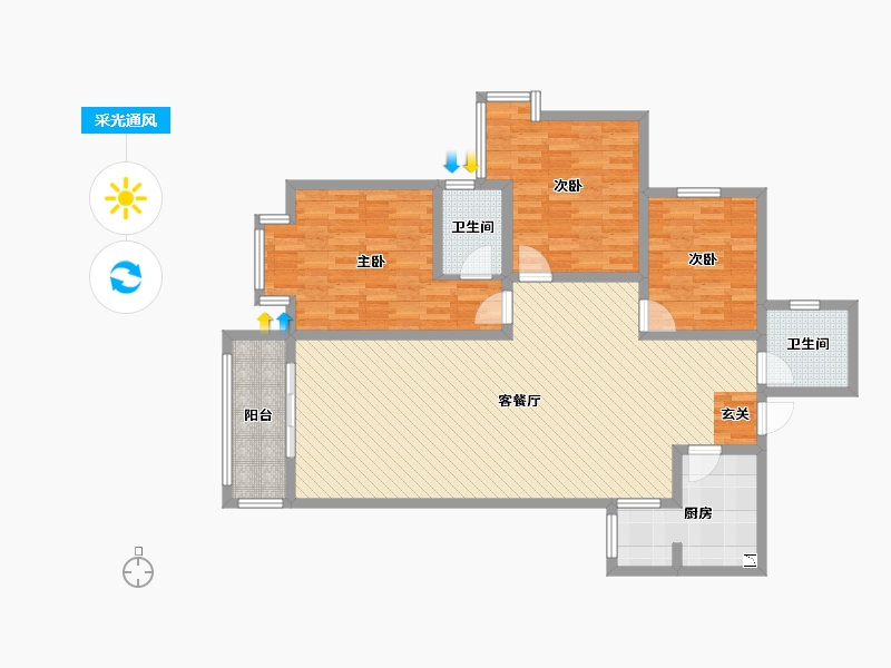 陕西省-西安市-天和新府社区-120.91-户型库-采光通风