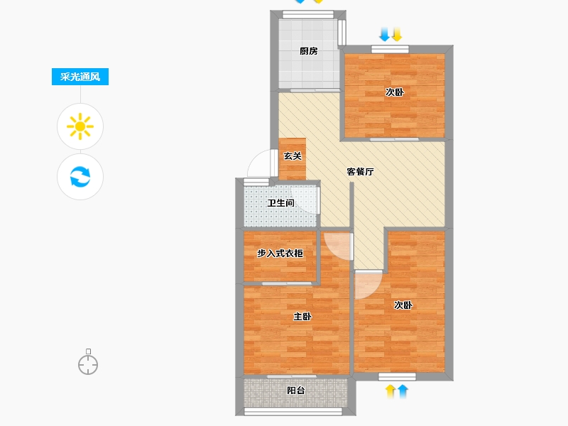 上海-上海市-华梅花苑-59.87-户型库-采光通风