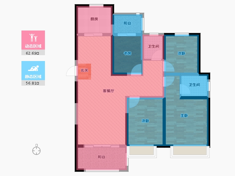 安徽省-淮南市-艺山南-103.68-户型库-动静分区