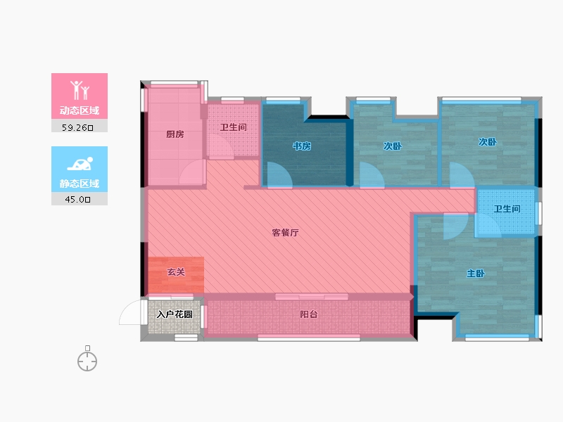 福建省-福州市-福州中铁城-94.40-户型库-动静分区