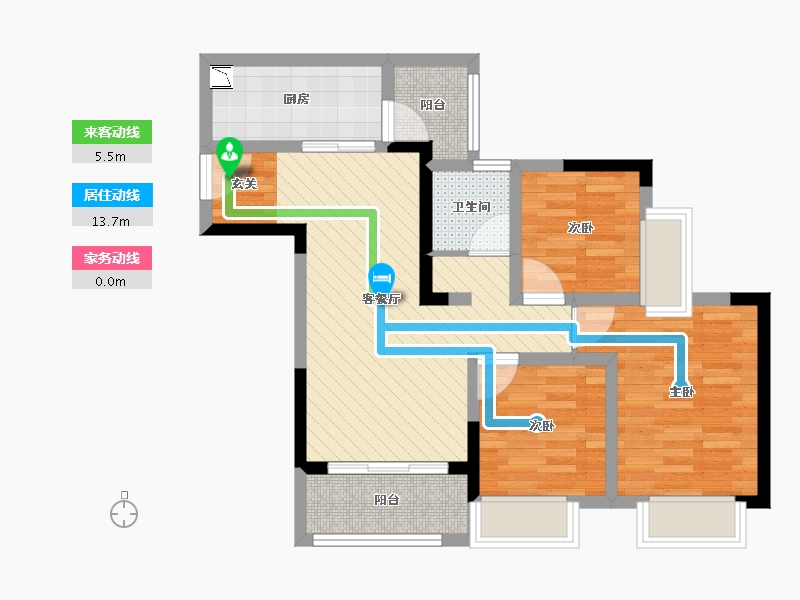 重庆-重庆市-融汇半岛水晶公馆-66.64-户型库-动静线