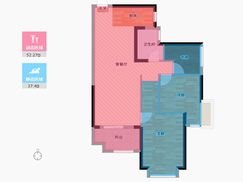 江苏省-常州市-雅居乐星河湾-79.65-户型库-动静分区