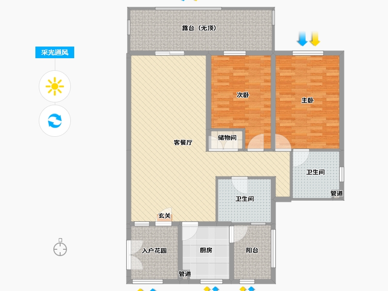 海南省-海口市-天利・龙腾湾-122.01-户型库-采光通风