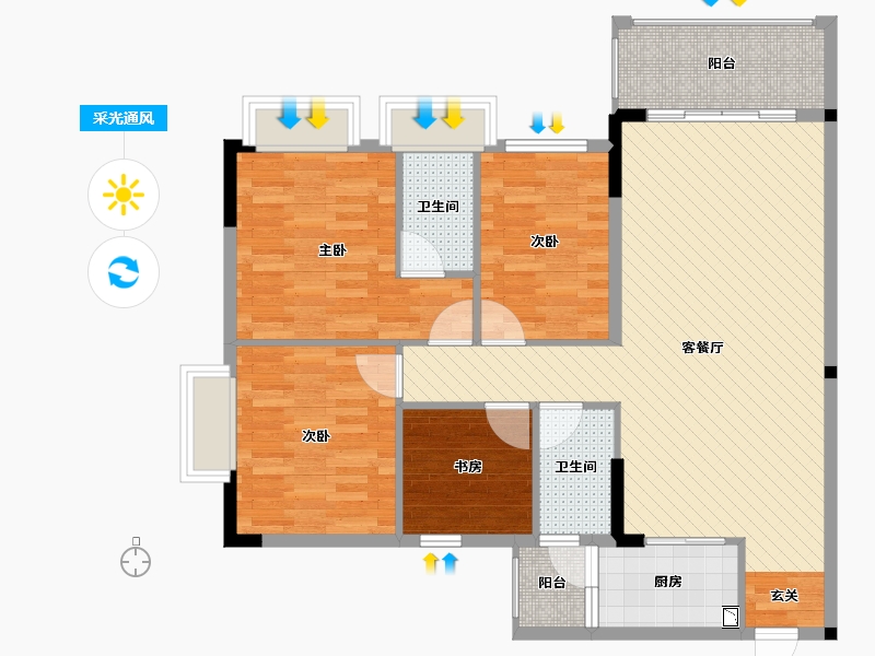 广东省-梅州市-山水名都-99.30-户型库-采光通风