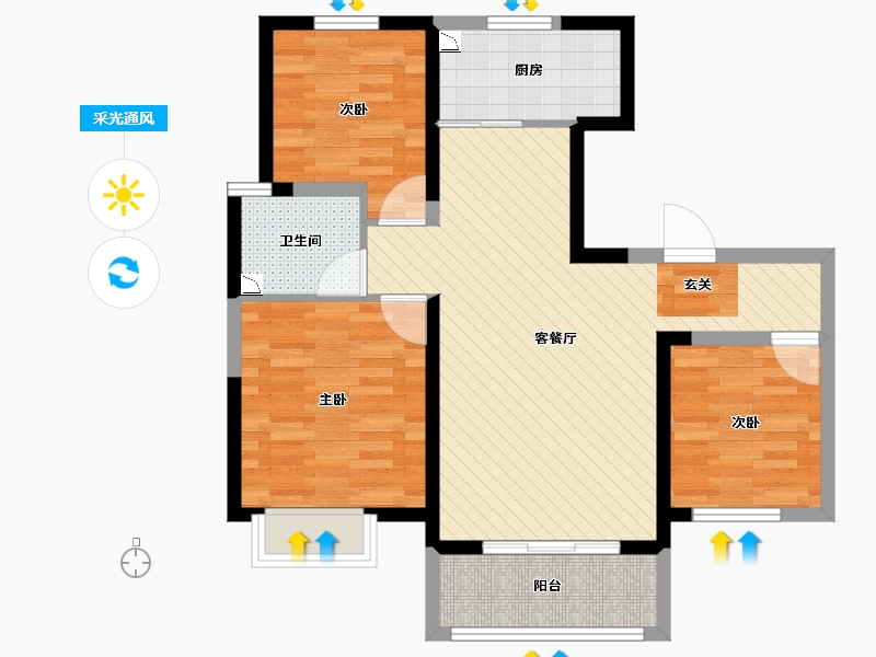 甘肃省-陇南市-渭河新城-75.27-户型库-采光通风