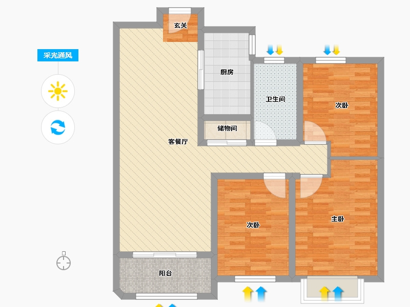 河南省-新乡市-河南新乡中波褐石公园-86.00-户型库-采光通风