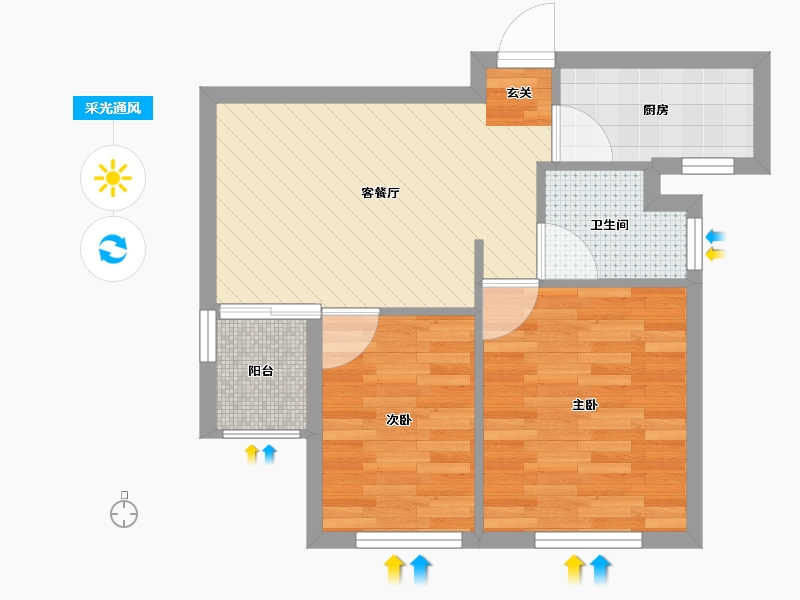 上海-上海市-东方悦居-43.88-户型库-采光通风