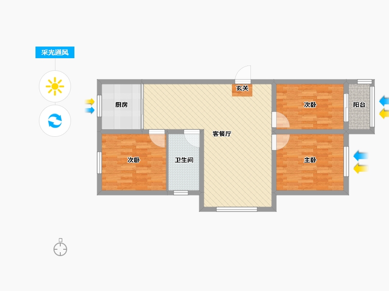 河北省-唐山市-海港开发区鸿福北区-76.40-户型库-采光通风