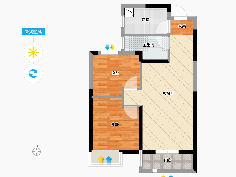 湖北省-武汉市-华润翡翠城-55.31-户型库-采光通风