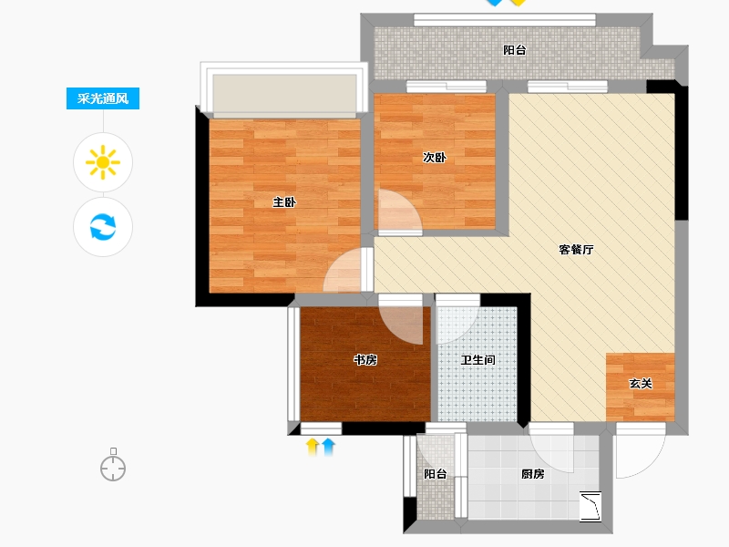 四川省-成都市-花满兰庭三期-58.66-户型库-采光通风