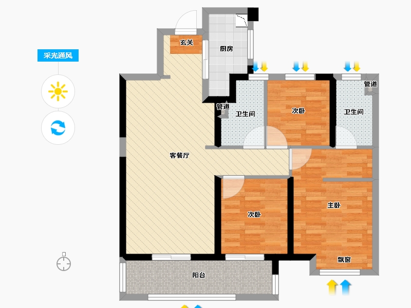 广西壮族自治区-钦州市-吾悦广场-79.52-户型库-采光通风