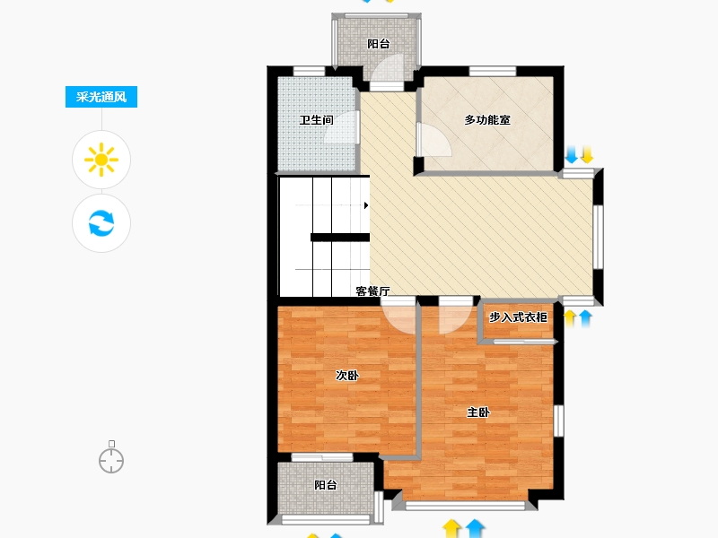 浙江省-杭州市-鸣翠蓝湾-75.60-户型库-采光通风