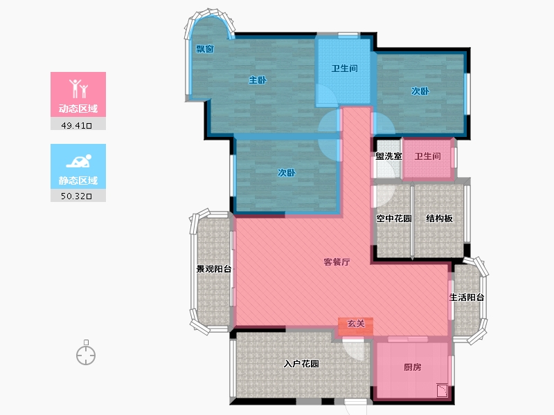 湖南省-长沙市-润和紫郡-118.56-户型库-动静分区