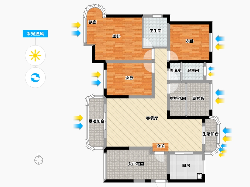 湖南省-长沙市-润和紫郡-118.56-户型库-采光通风