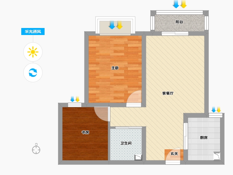 山西省-大同市-上河万家-53.59-户型库-采光通风