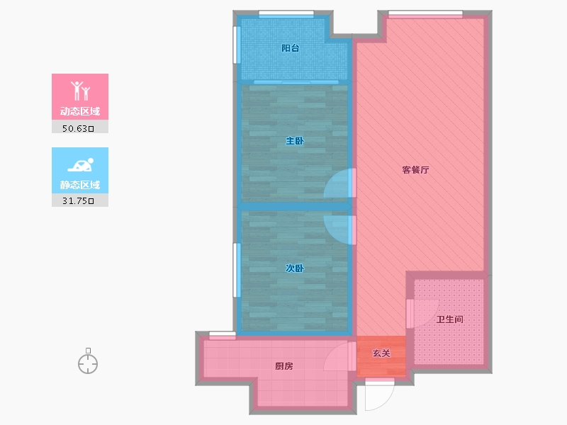 河南省-郑州市-东方现代城-72.00-户型库-动静分区