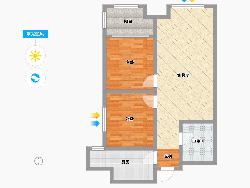 河南省-郑州市-东方现代城-72.00-户型库-采光通风