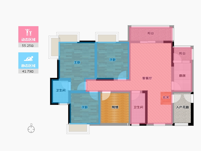 重庆-重庆市-大通豪庭-95.98-户型库-动静分区