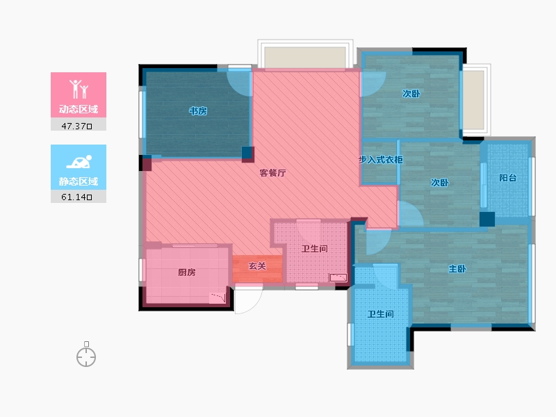 浙江省-杭州市-赞成杭家-96.56-户型库-动静分区