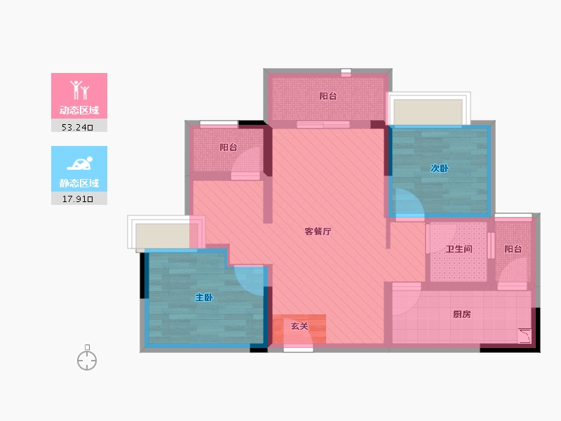 重庆-重庆市-协信星澜汇-60.20-户型库-动静分区