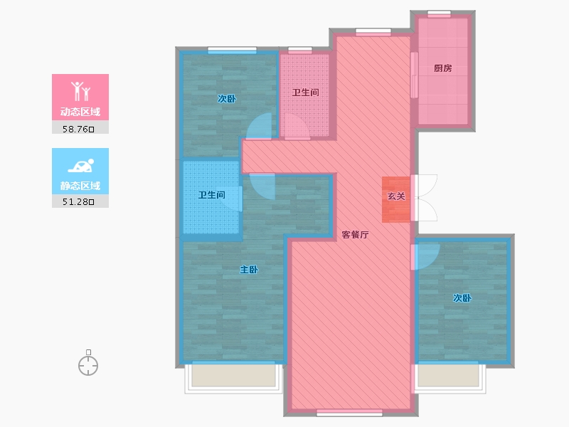 吉林省-长春市-奥体玉园-97.55-户型库-动静分区