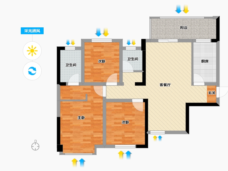 四川省-成都市-天府丽都-87.92-户型库-采光通风