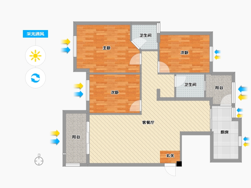 福建省-福州市-三福龙景-103.86-户型库-采光通风