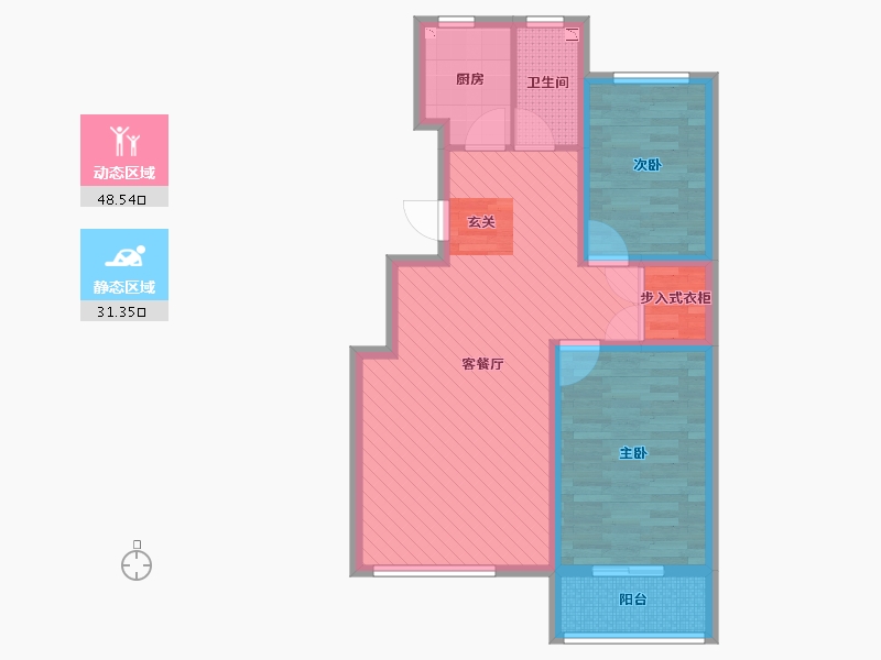 河北省-唐山市-鸿福北区-69.90-户型库-动静分区